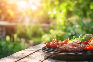 Grilled Steak and Vegetables on a Summer Evening