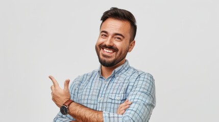 Wall Mural - The smiling man pointing