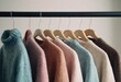 © Алексей Ковалев - Fashion clothes on clothing rack - bright colorful closet. Closeup of rainbow color choice of trendy female wear on hangers in store closet or spring cleaning concept. Summer home wardrobe.