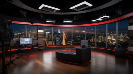 Modern TV Studio with City View