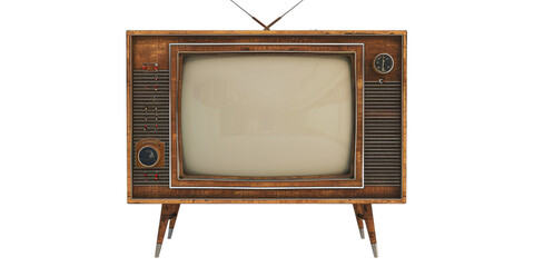 Vintage television set showcasing classic design with wooden elements, perfect for retro decor or themed projects.