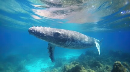 Humpback Whale Swimming Underwater