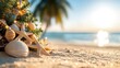 © Yulia - Christmas Beach Celebration with Seashells and Starfish by the Ocean at Sunset