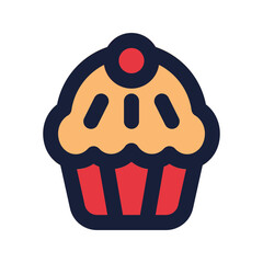 Sticker - cupcake flat line icon