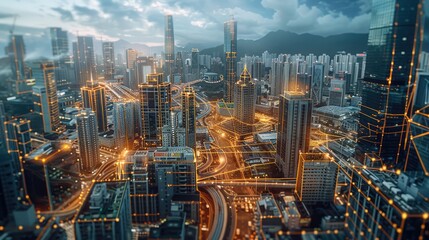 Aufkleber - 5G smart construction IoT concept, 5G connected construction site. Generative AI.