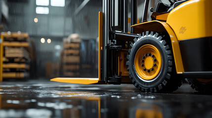 detail shot of new clean forklift