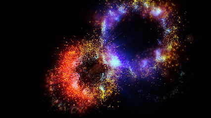 Wall Mural - Ca bright magical flash resembles multi-colored and fiery fireworks
olorful fireworks flash in the dark sky