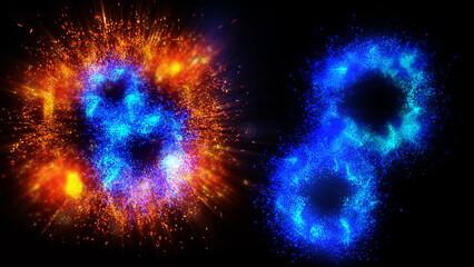 Wall Mural - Ca bright magical flash resembles multi-colored and fiery fireworks
olorful fireworks flash in the dark sky