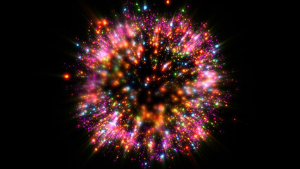 Poster - Colorful fireworks flash in the dark sky