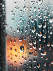 Poster - Raindrops on the window. Close-up. Generative AI.