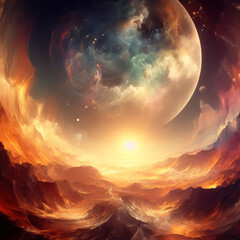 Wall Mural - an abstract modern art liminal dream unknown planet scene, surreal art