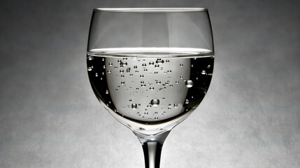 Sticker -   A close-up of a wine glass filled with water, showcasing bubbles on the inside