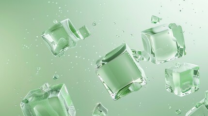 Wall Mural -   Ice floats in green water