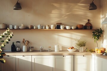 Wall Mural - Modern interior kitchen with different cabinets