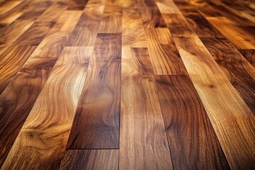 Poster - The polished wooden surface displays rich grain patterns and textures, emphasizing craftsmanship and warmth in an inviting indoor environment