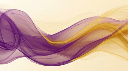 Canvas Print - Abstract Wave Patterns in Purple and Yellow Shades