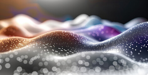 Poster - Abstract digital waves of particles, technology-inspired background. Generative AI.