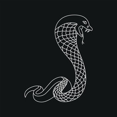 Wall Mural - Snake line - symbol Chinese oriental New Year 2025 symbol. Vector stock hand drawing illustration for design template tattoo or congratulations greeting card, banner, calendar. Editable stroke.