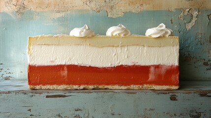 Wall Mural - Layered Dessert with Whipped Cream on Rustic Background