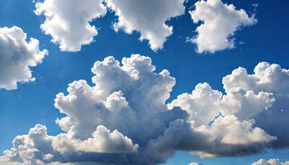 Poster - Ciel bleu et nuages cotonneux