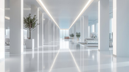 Aufkleber - Clean and tidy, overall white, modern office, beautiful. Generative AI.