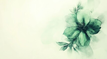 Wall Mural - Elegant green flower with watercolor style for background and invitation wedding card