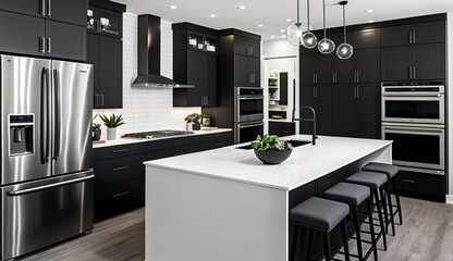 Wall Mural - Beautiful sleek and modern kitchen