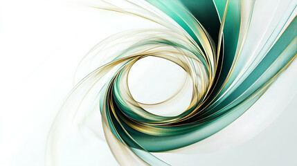 Wall Mural - abstract green and gold swirls on a white background,