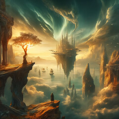 At the edge of universe. surreal mystical fantasy artwork