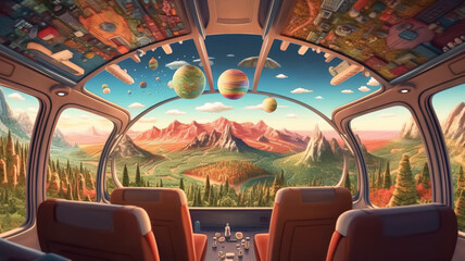 Wall Mural - Traveling the world. Surreal mystical fantasy artwork. impossible art