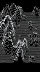Poster - audio wavefrom lines on black backdrop. abstract music waves oscillation. futuristic sound wave visu