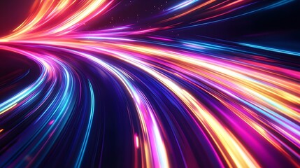 
Modern abstract high-speed light effect. Abstract background with curved beams of light. Technology futuristic dynamic motion. Movement pattern for banner or poster design background concept.