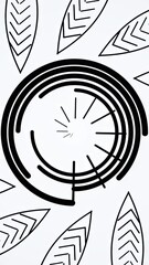 Poster - Drawing background with black and white concentric lines. Abstraction of drawing lines.