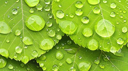 Wall Mural -   A macro shot of a verdant foliage with rain droplets scattered across it and a fowl perched at its center