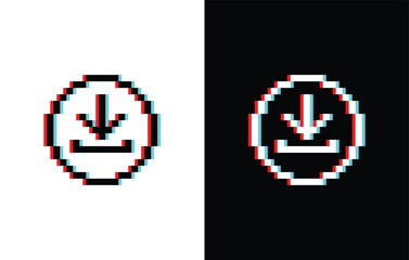 Poster - glich effect download pixel art icon vector 8 bit game sign