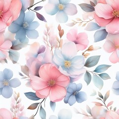 Sweet flower watercolor seamless pattern. soft pastel colors water color seamless pattern for beauty products or other.