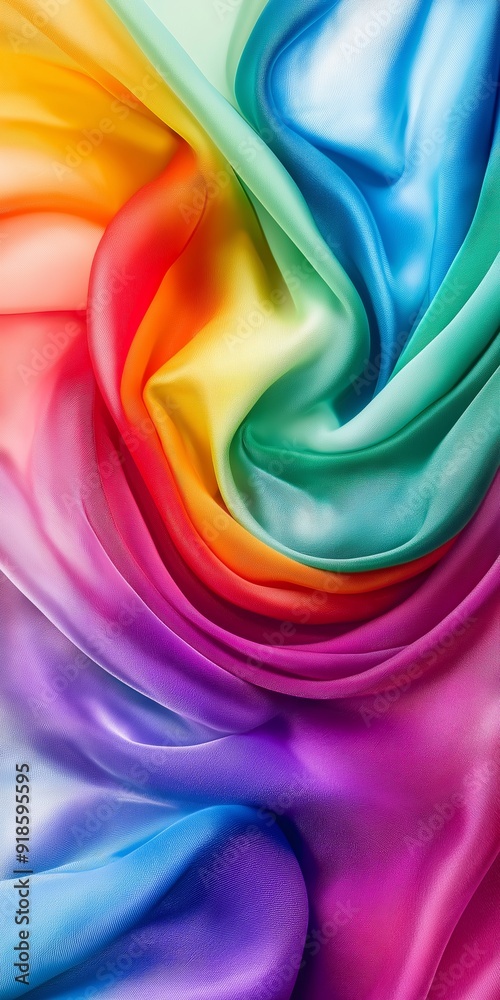 A colorful piece of fabric with a rainbow pattern. The colors are ...