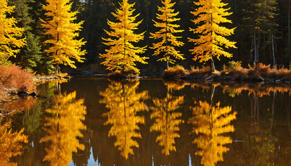 Poster - Reflets d'automne sur un lac tranquille