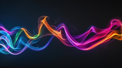 Poster - Abstract colorful wave pattern on a dark background. AI.