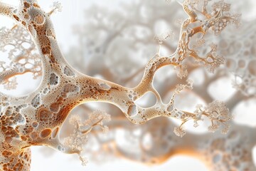 Poster - close up of piece of food with bubbles, Fractal tree, 3D organic branching structure with natural colors Transparent background