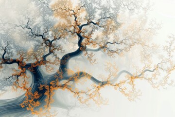 Poster - close up of piece of food with bubbles, Fractal tree, 3D organic branching structure with natural colors Transparent background