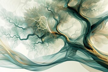 Poster - close up of piece of food with bubbles, Fractal tree, 3D organic branching structure with natural colors Transparent background