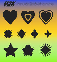 Aufkleber - Set of abstract geometric shapes and forms in neo brutalism and Y2K style.