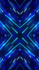 Poster - Kaleidoscopes background with animated glowing neon colorful lines. Kaleidoscopes background with animated glowing neon colorful lines and geometric shapes