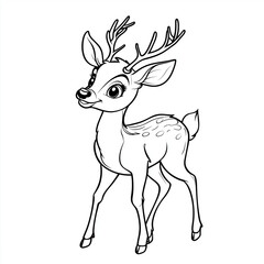 Cute Deer Coloring Page for Children in Cartoon Style