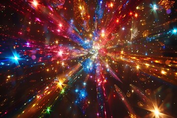 Wall Mural - painting of colorful stars on colorful background, Starbursts Exploding stars in variety of colors and shapes