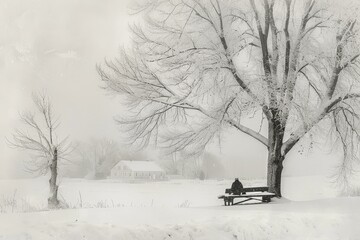 Poster - serene beauty of winter landscape blanketed in snow