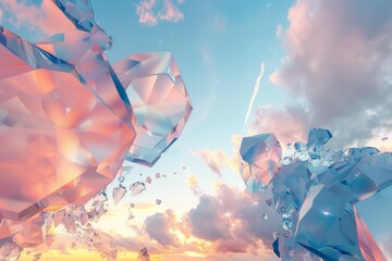 Fototapete - Background featuring Glassmorphism and geometric shapes
