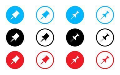Poster - pin icon set paper push pin vector icons document file note attachment education marker pointer draw
