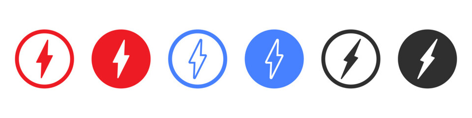 Poster - power icon flash thunder lightning bolt color icon electric power symbol energy outline stoke style vector icon charging flash battery charger logotype voltage electronic concept graphic design